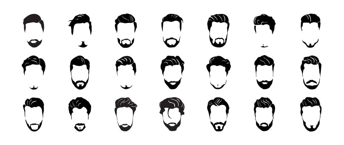 viele verschiedene Bart-Styles in Comicansicht